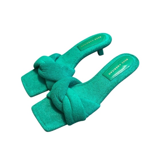 Good American Shoes - Good American Shoes Good American Terry Kickstand Mules Green- Size 8.5